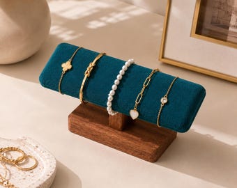 Houten fluwelen armbandstandaard, houder voor sieradenopberger