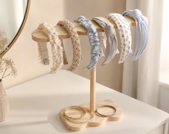 Houten houder voor haarbanden, display voor haarbanden, sieradenrek, opbergrek voor armbanden