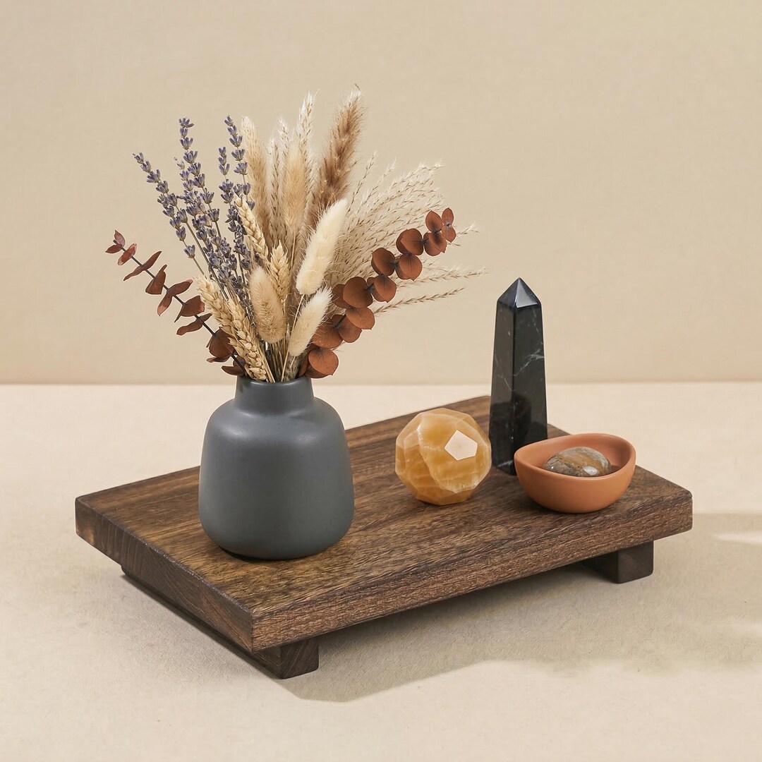 Minimalist Wood Riser Tray, Bathroom Vanity Organizer, Kitchen Coffee ...