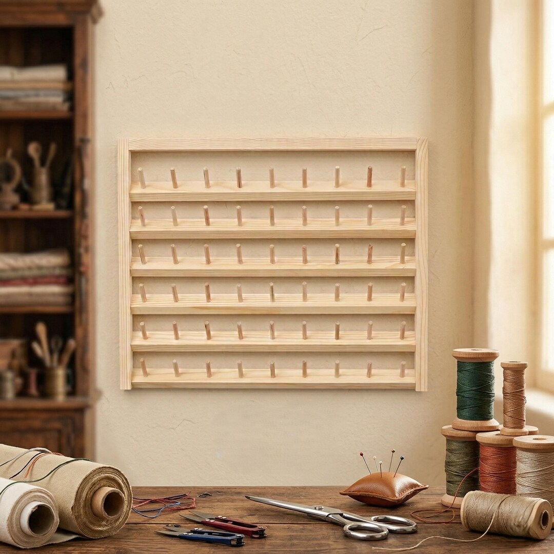 Thread Spool Rack For Looms Wooden Thread Spool Rack, Wall Mount Organizer, Sewing Room Storage ...