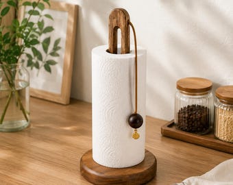 Akazienholz Papierhandtuchhalter, rustikale Bauernhaus Arbeitsplatte Organizer, moderne Küche Dekor