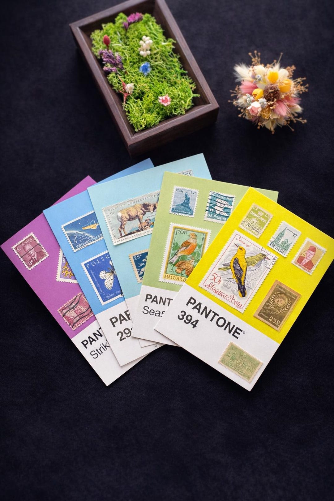 Postcard Color Patterns Pantone Postcard With Vintage Stamps, Color Palette Gift for Designers ...
