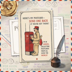 Postal para amantes del Postcrossing, ilustración de buzón de correos de Canada Post, tarjeta de arte postal, inserto para álbum de recortes