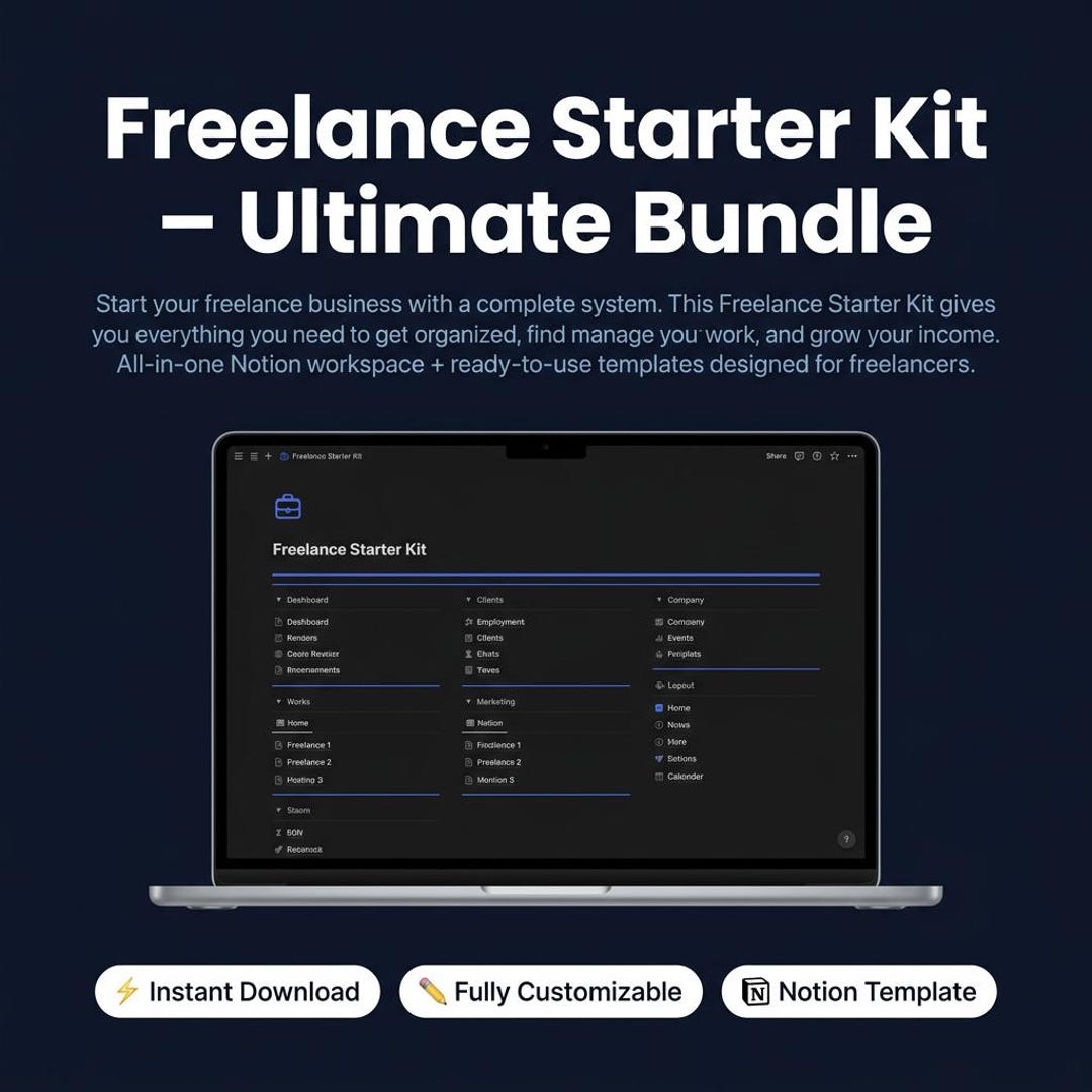 Freelance Starter Kit Notion Template Bundle | Client Tracker, CRM ...