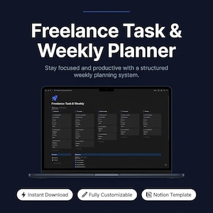 Freelance Weekly Planner Notion Template | Task Manager & Priority Tracker | Productivity Dashboard for Solopreneurs | Digital Download
