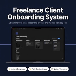 Freelancer Client Onboarding System | Notion Template | Client Onboarding Tracker | Freelancer CRM | Client Management Notion Template