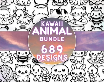 689 Kawaii Animal Clipart Bundle – SVG & PNG Files (Digital Download)