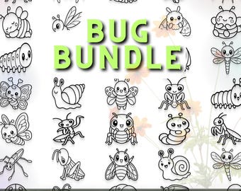 134 Bug Illustrations Bundle: Ladybugs, Bees, Butterflies, Snails (svg, png, eps, dxf)