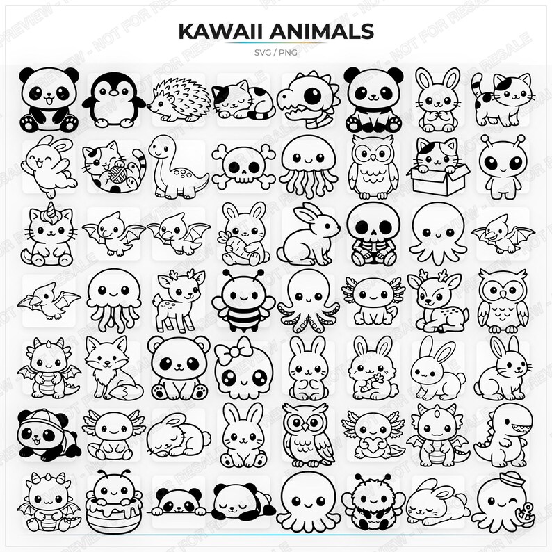 689 Kawaii Animal Clipart Bundle – SVG & PNG Files (Digital Download) image 4