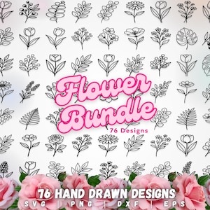 Minimalist Flower Illustrations Bundle – Clean Line Art Clipart (svg, png, dxf, eps)