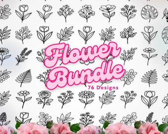 Minimalist Flower Illustrations Bundle – Clean Line Art Clipart (svg, png, dxf, eps)