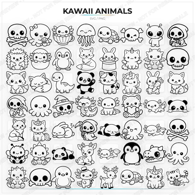 689 Kawaii Animal Clipart Bundle – SVG & PNG Files (Digital Download) image 5