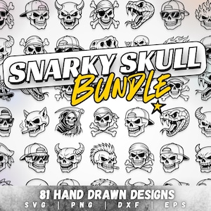 81 Snarky Skull Bundle Designs - SVG, PNG, DXF, Eps - Guy Stuff