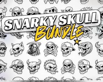 81 Snarky Skull Bundle Designs - SVG, PNG, DXF, Eps - Guy Stuff