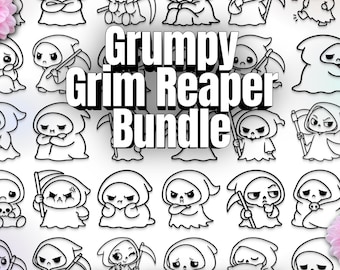 Grumpy Grim Reaper Bundle: 89 Hand Drawn Designs (svg, png, dxf, eps)
