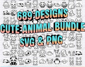 689 Kawaii Animal Clipart Bundle – SVG & PNG Files (Digital Download)