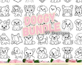 Doggy Bundle: 97 Hand Drawn Designs (svg, png, dxf, eps)