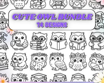 74 Hand Drawn Owl Illustrations Bundle (svg, png, eps, dxf)