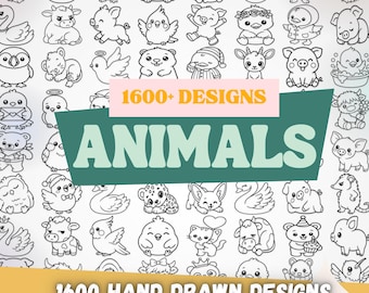1600+ Hand Drawn Animal SVG Illustrations Bundle (Commercial Use)