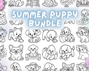 Summer Puppy Bundle: 83 Hand Drawn Designs (svg, png, dxf, eps)