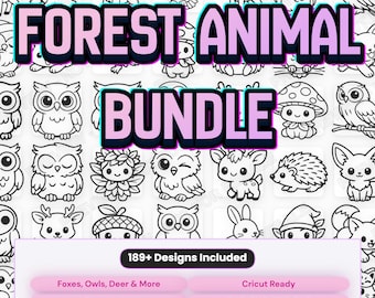 Woodland Creatures Clipart Bundle, Forest Animals SVG PNG (Digital Download)