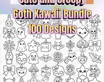 Goth Kawaii Bundle: 100 Creepy Designs (svg, png, eps, dxf)