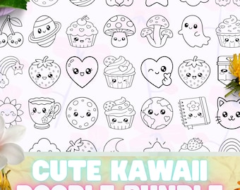 Kawaii Doodle Bundle: 139 Hand Drawn Designs (svg, png, dxf, eps)