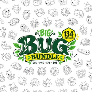 134 Bug Illustrations Bundle: Ladybugs, Bees, Butterflies, Snails (svg, png, eps, dxf)