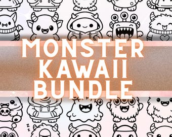 113 Kawaii Monster Designs Bundle, Cozy Sweatshirt Beanie Illustrations (svg, png, dxf, eps)
