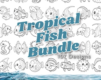 Tropical Fish Bundle: 107 Hand Drawn Designs (svg, png, dxf, eps)