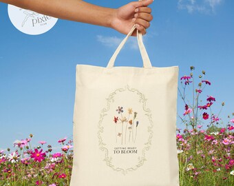 Wildflower Illustration Tote Bag | Botanical Bloom Canvas Carryall