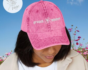 growth mindset embroidered cap | vintage-style baseball hat | one size + 6 colors | cottagecore aesthetic vibe