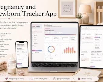 Pregnancy and Newborn Tracker App, Postpartum Planner With Kick Counts, Contractions, Feeds, Diapers and Sleep