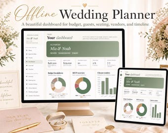 Offline Wedding Planner, Budget Tracker, Guest List, Checklist, Timeline & Seating Chart