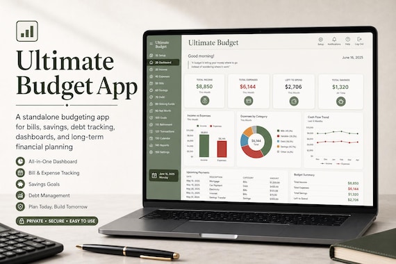 Ultimate Budget App | Personal Finance Dashboard, Bills, Savings & Debt Tracker