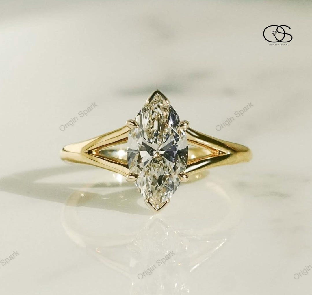 Marquise Cut Lab Grown Diamond Solitaire Engagement Ring – 3.00 CT IGI ...