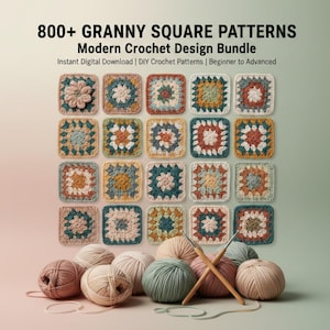 800+ Mormorsrutmönster, Ultimat virkmönsterpaket, Virkmönster för nybörjare, Omedelbar digital nedladdning