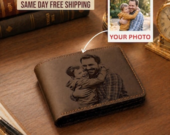 Personalized Father's Day Gift, Anniversary Gift for Him, Handwriting Wallet Custom Photo Wallet, Gift for Husband, Gift for Him, Men, Dad
