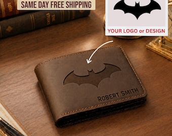 Personalized Leather Wallets for Men, Superhero Wallet, Custom Anime Engraved Wallet, Slim Leather Wallet, Anniversary Gift for Husband