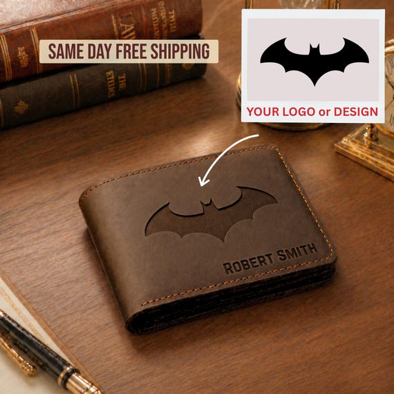 Personalized Leather Wallets for Men, Superhero Wallet, Custom Anime Engraved Wallet, Slim Leather Wallet, Anniversary Gift for Husband