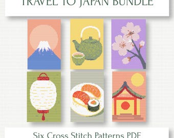 Japan Cross Stitch Bundle – 6 Japanese Travel Patterns for Beginners PDF