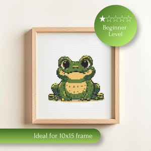 Little Frog Cross Stitch Pattern – Beginner Friendly Animal Embroidery Chart (Digital Download)