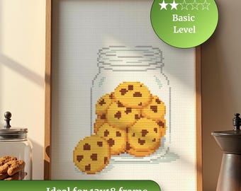 Cookie Jar Cross Stitch Pattern | Kitchen Dessert Embroidery (PDF Download)