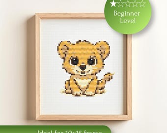 Tiger Cross Stitch Pattern – Beginner Animal Embroidery Chart (Digital Download)