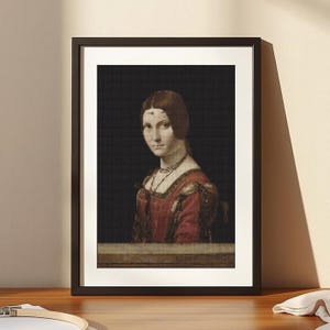 La Belle Ferronnière Cross Stitch Pattern – Da Vinci Portrait Embroidery Chart (Digital Download)