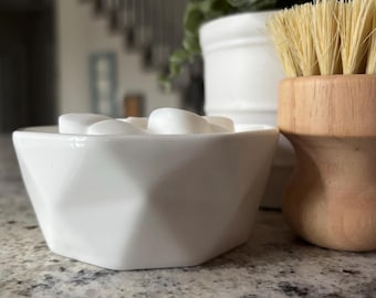 Juego de jabón para platos - Ramekín blanco geométrico