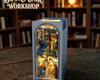DIY Greec Sreet Book Nook Kit, Miniature Scene Decor for Bookshelf Display Craft