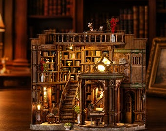 DIY Book Nook Kit Dreamy Book Hall miniatuur diorama plank inlegdecor voor lezers