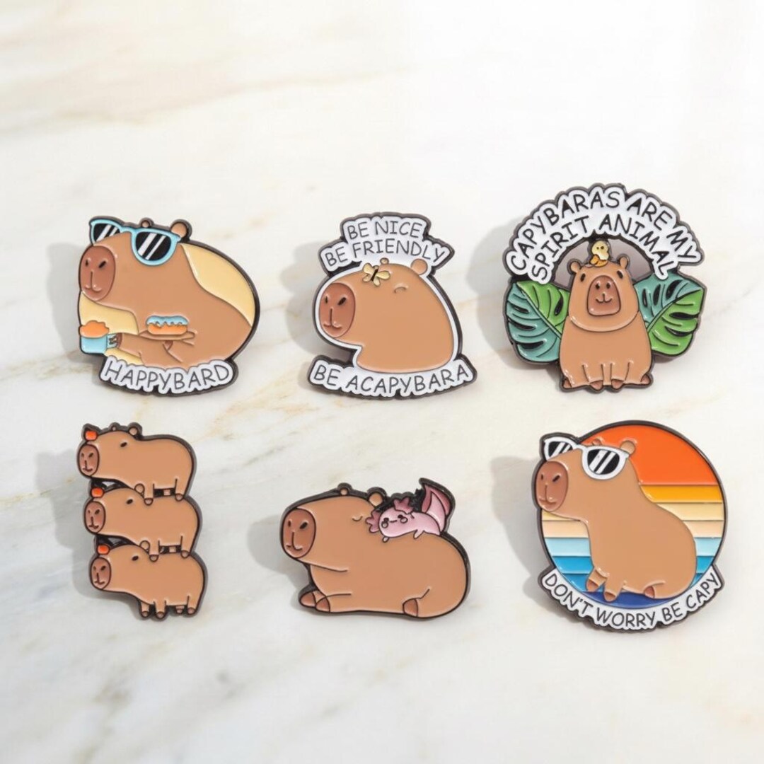 Cute Capybara Enamel Pin Set, Happybara Be A Capybara Don’t Worry Capy ...