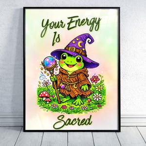 Witchy Frog Wizard Print, Spiritual Affirmation Wall Art (Digital Download)
